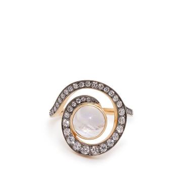 Planet Spiral 18kt gold, diamond & moonstone ring