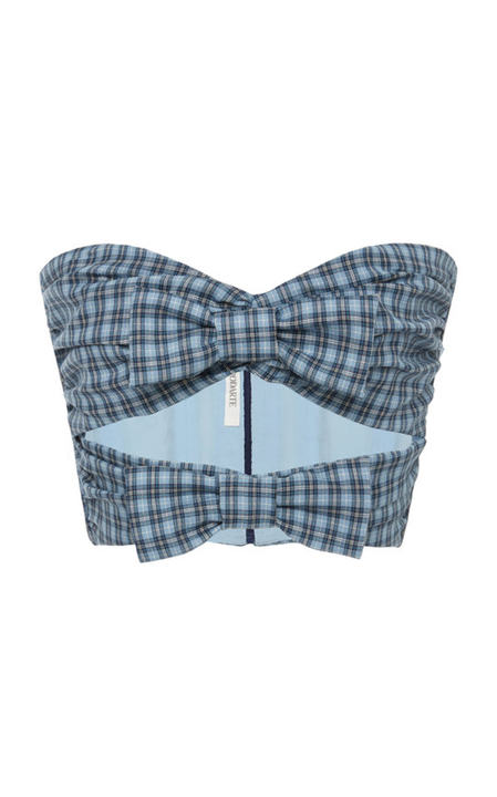 Plaid Double Bow Cut-Out Bustier展示图