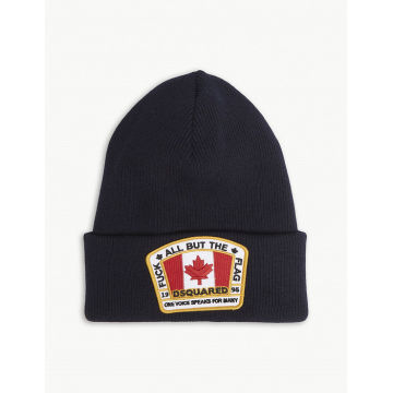 加拿大国旗补丁毛线帽