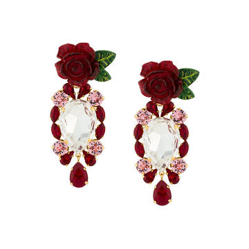 rose and crystal drop earrings