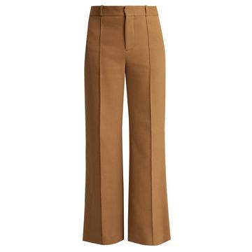 City wide-leg cotton-blend trousers