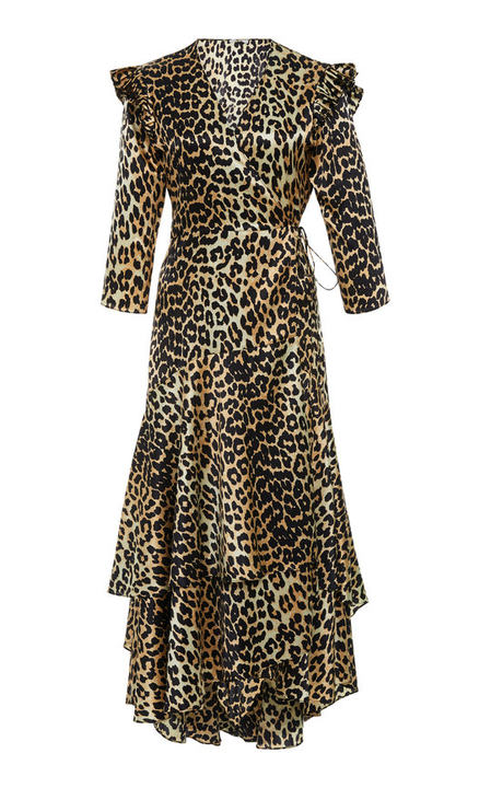 Leopard Tiered Ruffle Wrap Dress展示图