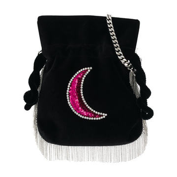 sequin moon embroidered drawstring satchel