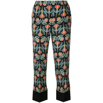 floral-print cropped trousers
