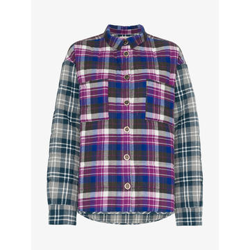 check print button down long sleeve cotton shirt