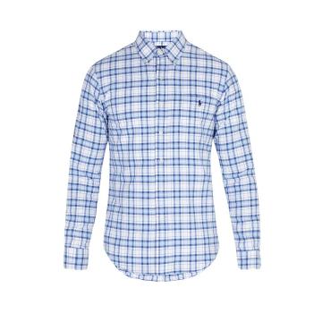 Oxford checked cotton-piqué shirt