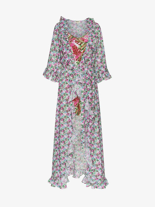 floral print maxi wrap dress展示图