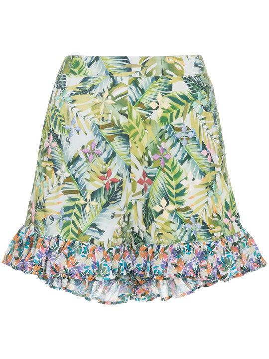 baila tropical print ruffle shorts展示图