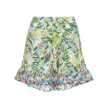 baila tropical print ruffle shorts