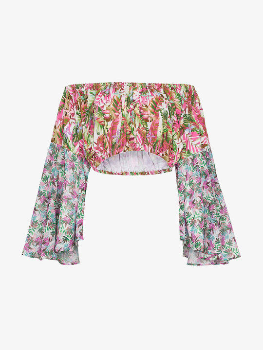 Lenny floral print cropped cotton blouse展示图