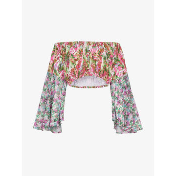 Lenny floral print cropped cotton blouse