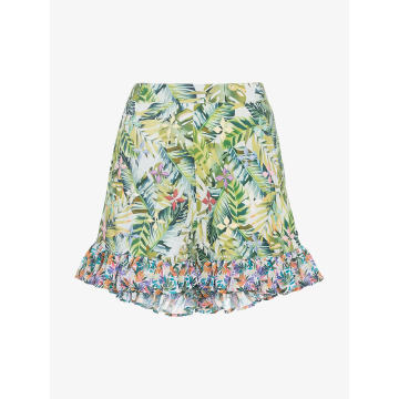 baila tropical print ruffle shorts