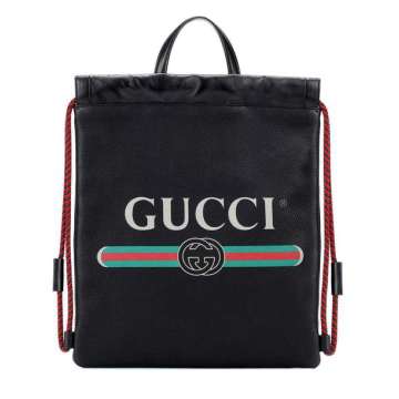 Gucci Print皮革双肩包