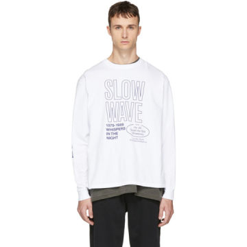 White Long Sleeve 'Slow Wave' Spiral T-Shirt