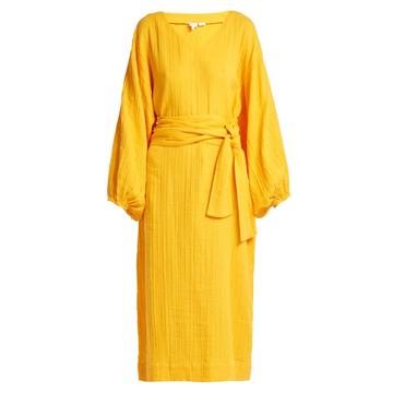 Delilah belted cotton midi dress