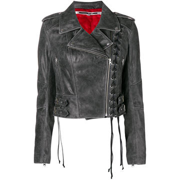 longsleeved biker cropped jacket