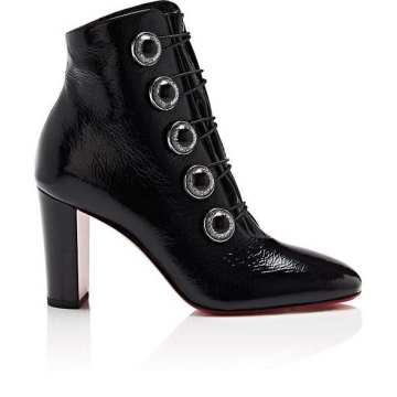 Ladybouton Patent Leather Ankle Boots
