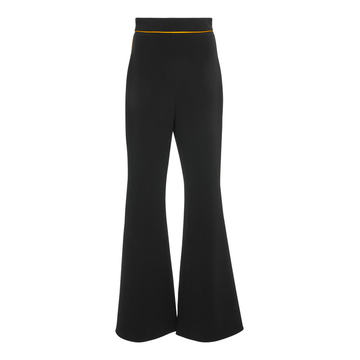 Contrast High-Rise Satin Flared Pants