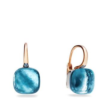 Large Nudo Blue Topaz Rose Gold Earrings