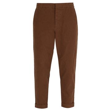 Micro check cotton-blend trousers