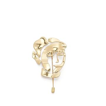 Gold-plated face brooch