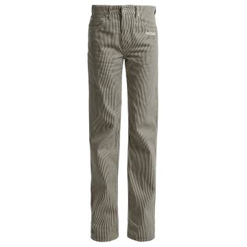 Striped high-rise straight-leg jeans