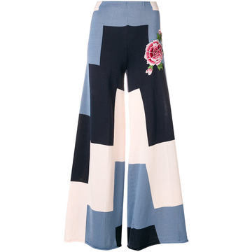 panelled wide leg trousers