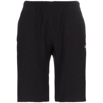 black reverse weave terry cotton shorts