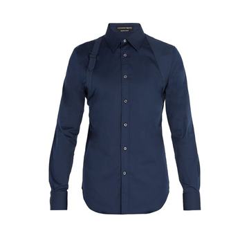 Harness-strap cotton-blend shirt