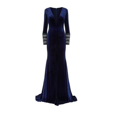 Embellished Cuff Velvet Gown