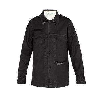 ‘Military Shirt’-print coated-cotton jacket