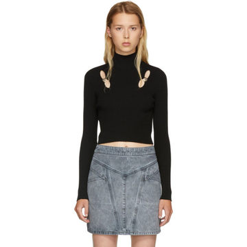 Black Cut-Out Cropped Turtleneck