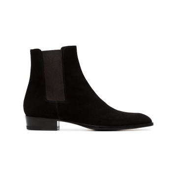 black wyatt suede leather chelsea boots