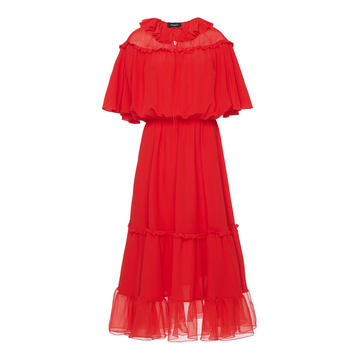 Obice Ruffle Silk Dress