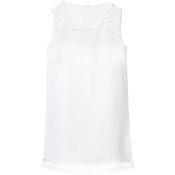sleeveless mesh detail blouse