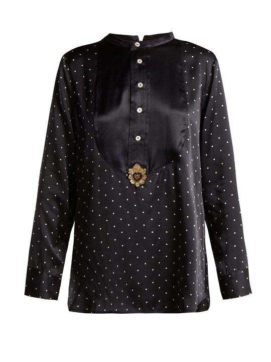 Milagro polka dot-print silk-satin shirt展示图