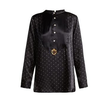 Milagro polka dot-print silk-satin shirt