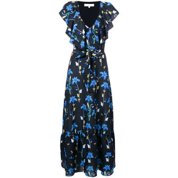 butterfly print ruffle trim dress