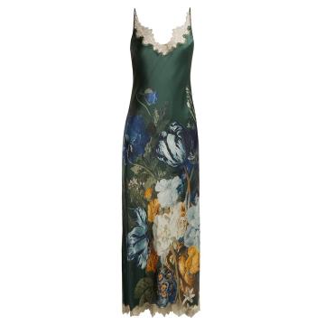 Lace-trimmed floral-print maxi dress