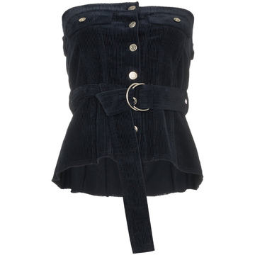 navy blue button front corset