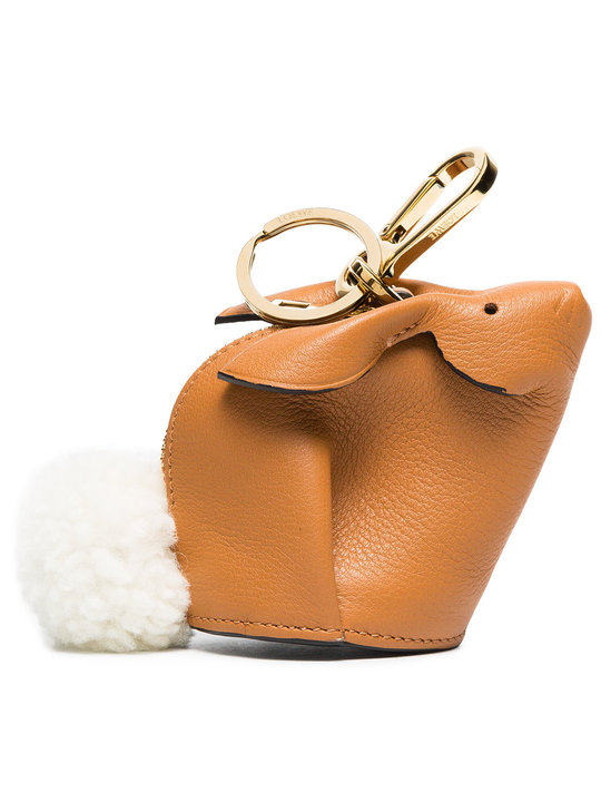 camel Bunny leather shearling tail bag charm展示图