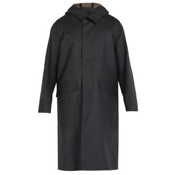 Hooded bonded-cotton overcoat