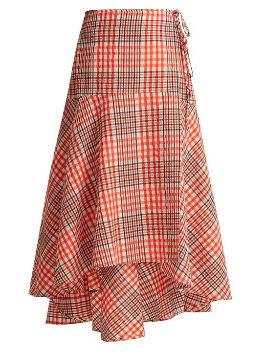 Charron tartan cotton-blend seersucker skirt展示图