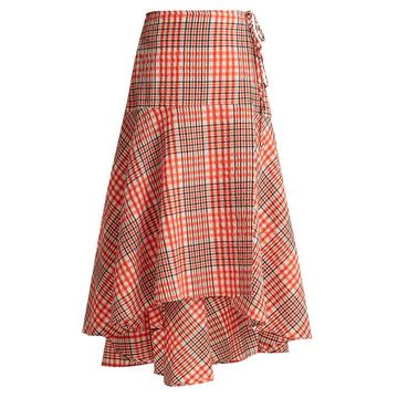 Charron tartan cotton-blend seersucker skirt