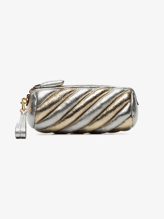 silver and gold metallic marshmallow leather clutch展示图