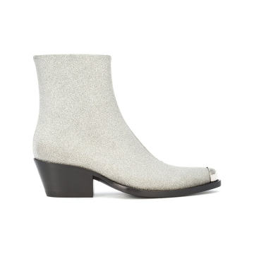 silver-tipped ankle boot