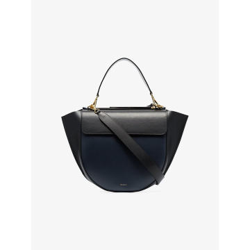 black and navy blue hortensia leather shoulder bag