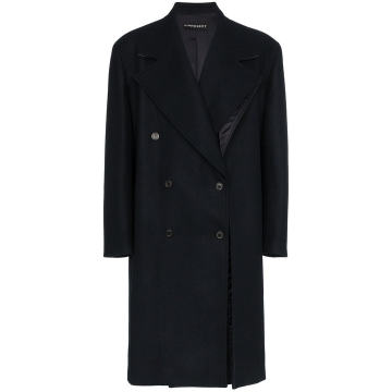 panelled double breasted wool coat