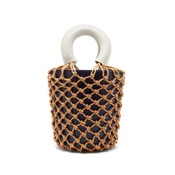 Moreau macrame and leather bucket bag