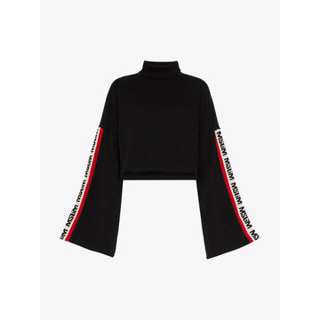 black side stripe logo sweater